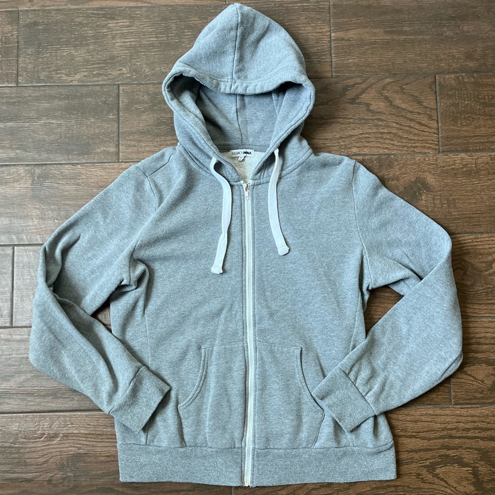Gray zip up hoodie sweater